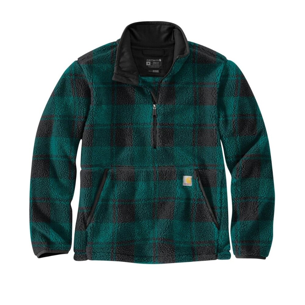 Carhartt 1/4 Zip Jacket Men’s Medium Green Loose Fit Fleece Pullover Sherpa Line